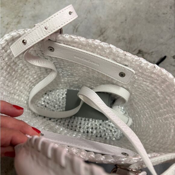 Balenciaga Small Le Cagole Panier Tote Bag Optic White - Picture 9 of 11